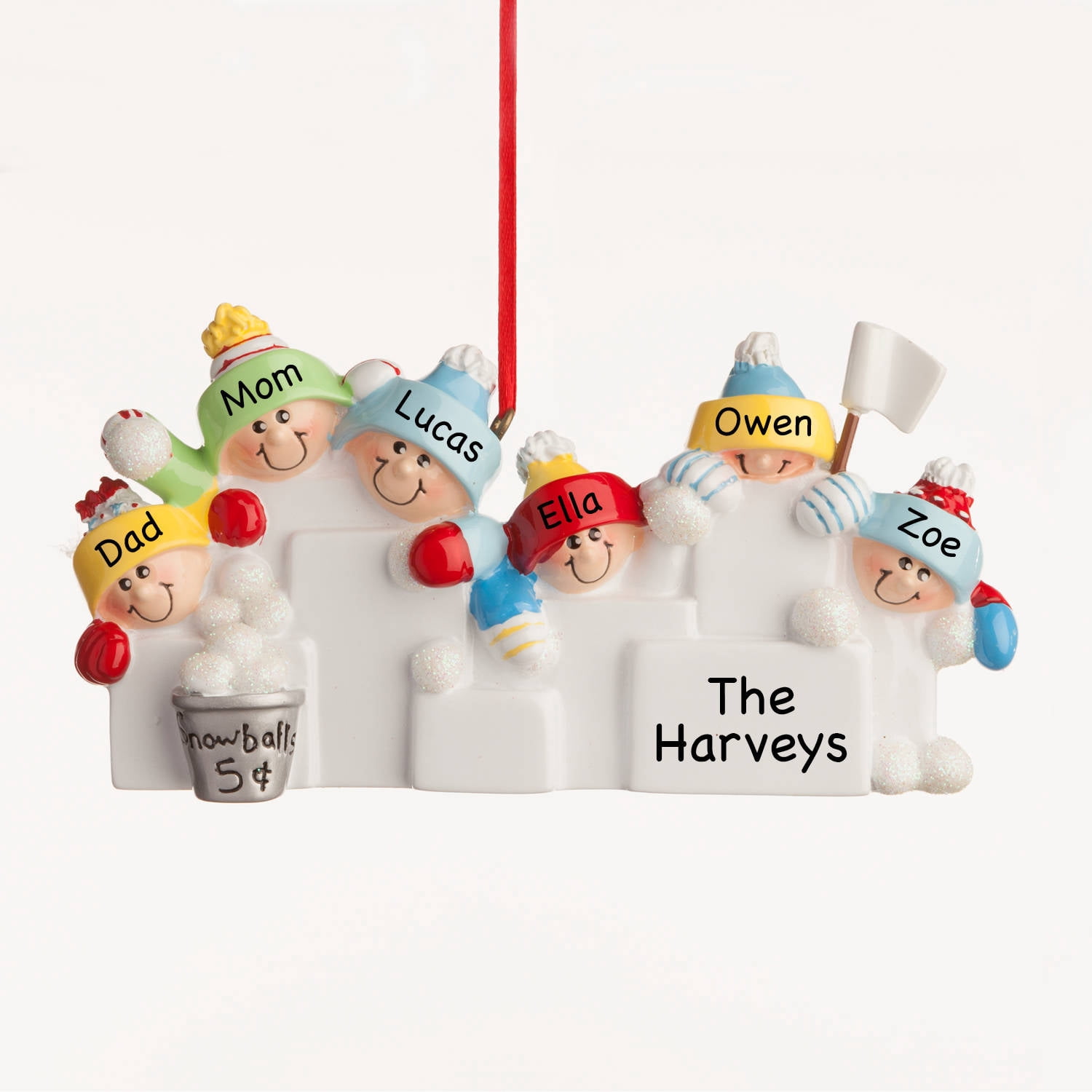 Personalized Christmas Ornament - Snowballs Family of 4