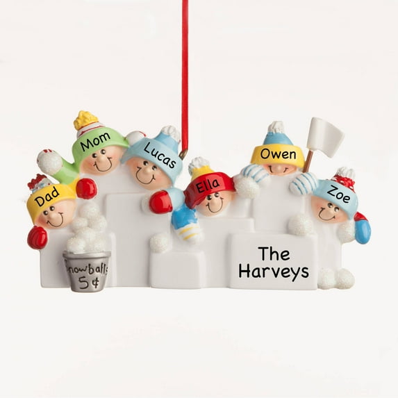 Personalized Christmas Ornament - Snowballs Family of 4