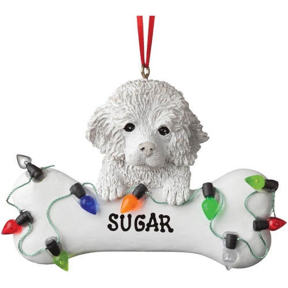 Personalized Christmas Ornament - White Lab Dog Bone