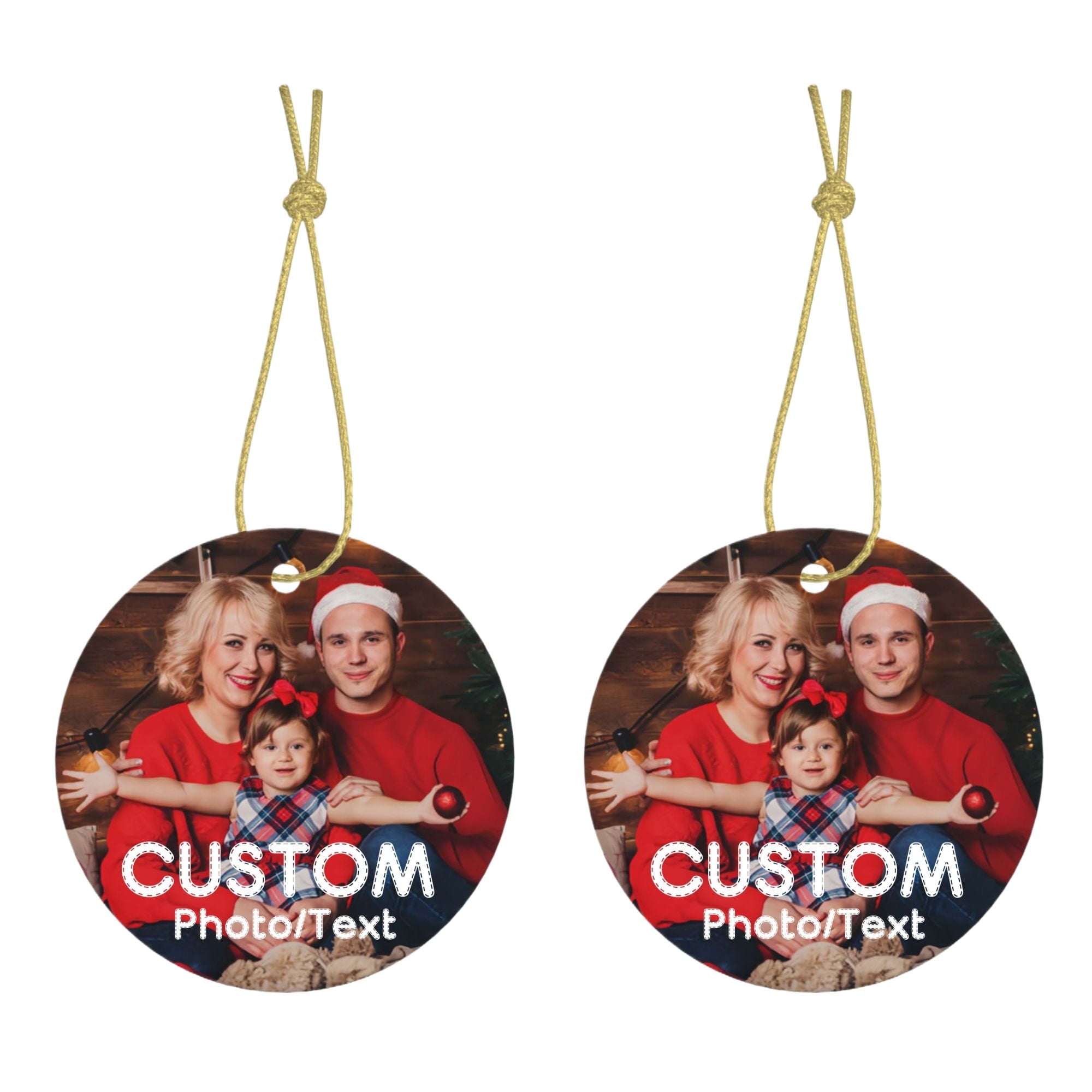 Custom Personalized Christmas Ornament With Photo - Ceramic Keepsake For Newlyweds, Family
