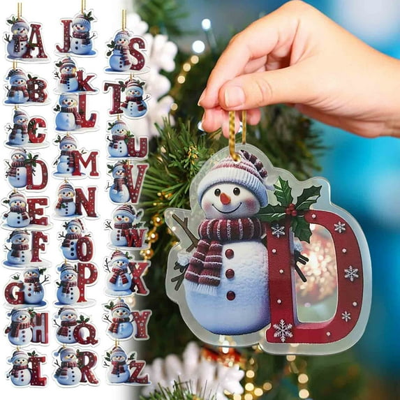 Personalized Christmas Ornaments 2025, Acrylic Letter Ornaments with Deer Pendant, Custom Wooden Table Decor for Tree, Unique Holiday Gift