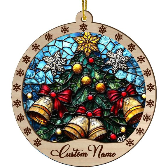 Personalized Christmas Ornaments 2025, Bauble and Bell Suncatcher, Bauble and Bell Christmas, Bauble and Bell Decor, Trees Decor Indoor, for New Parents b7r2yR (Design 82)