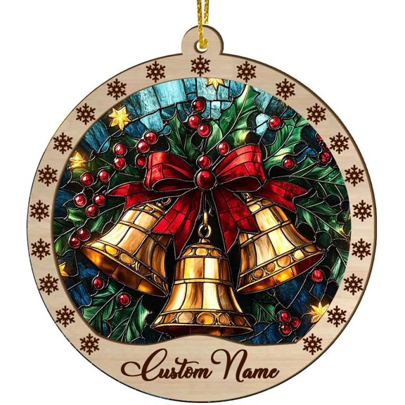 Personalized Christmas Ornaments 2025, Bauble and Bell Suncatcher, Bauble and Bell Christmas, Bauble and Bell Decor, Xmas Suncatchers, Christmas Birthday Gifts for Girls btEiEV (Design 112)