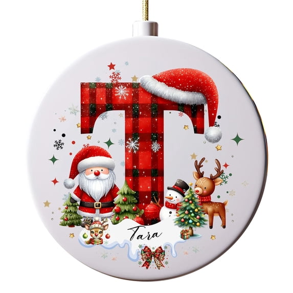 Personalized Christmas Ornaments 2025 Custom Name Date Initial A-Z Monogram Xmas Tree Decorations for Kids Couples Family Friends