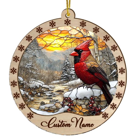 Personalized Christmas Ornaments, Black Cardinal Suncatcher, Black Cardinal Christmas, Black Cardinal Decor, Tree Decorations, for Him Husband HwI4yB (Design 81)