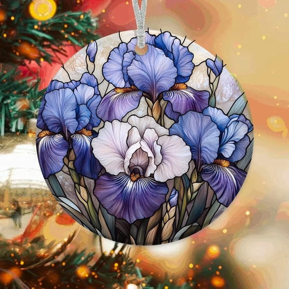 Personalized Christmas Ornaments Blue Iris, Blue Iris Ornament, Blue Iris Keepsake, Blue Iris L1ddST (Blue Iris 5)