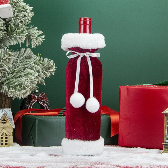 RXMEKW Personalized Christmas Ornaments Christmas Velvet Wine Bottle Bags, Restaurant Decor And Wine Collection Accessories