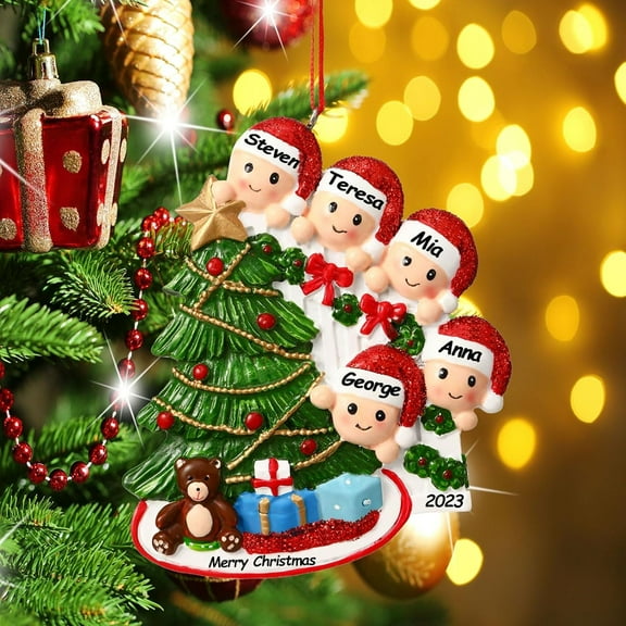 Personalized Christmas Ornaments, Family Names Pendant Ornaments for Christmas Tree Decoration Gifts, Family of 5