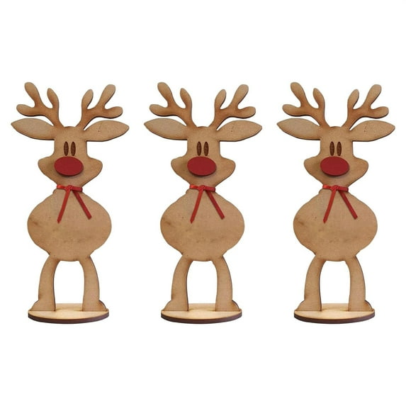 Personalized Christmas Ornaments,Freestanding Reindeer Christmas Wooden Standing Tabletop Table Ornament,Custom Wood Sign,Family Member Name Christmas Decoration Gift,3PCS