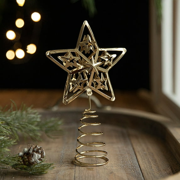 RXMEKW Personalized Christmas Ornaments Golden Iron Star Tree Toppers, Window Christmas Decor