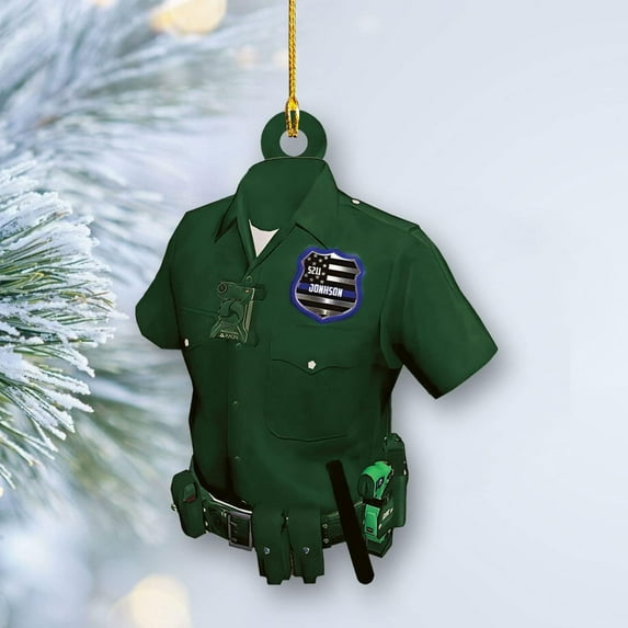 Personalized Christmas Police Ornament with Name, Custom Police Gifts, Police Christmas Birthday Gift for Men Dad, Police Ornaments for Christmas Tree Hanging Decorations Gift Police - 3566 (Green)