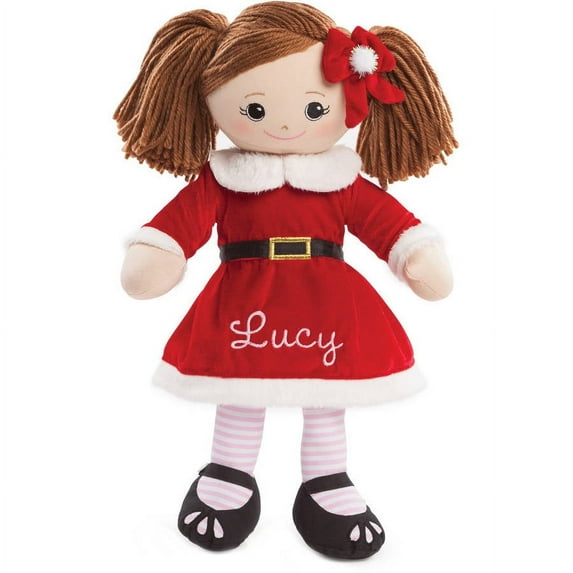 Personalized Christmas Rag Doll - Rag Doll With Santa Dress