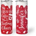 thumbnail image 1 of Personalized Christmas Skinny Tumbler - Merry Christmas Themed Tumbler - Funny Santa Travel Cup - Holiday Xmas Gifts for Friends, Women, Men - Custom Name 20oz Stainless Steel Tumbler, 1 of 7