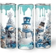 thumbnail image 1 of Personalized Christmas Skinny Tumbler - Snowman Winter Tumbler - Merry Christmas Themed Tumbler - Holiday Xmas Gifts for Friends, Women, Men - Custom Name 20oz Stainless Steel Tumbler, 1 of 7