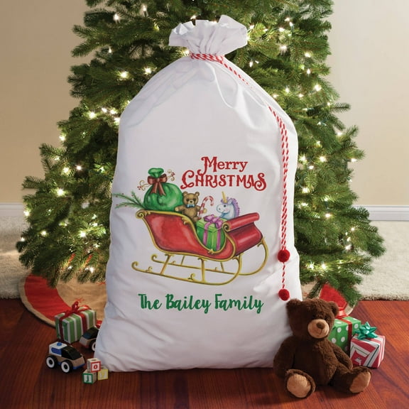 Personalized Christmas Sleigh Santa Sack, 2 Sizes To Choose From
