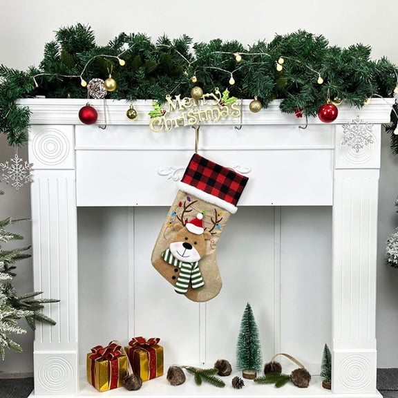 Personalized Christmas Stocking, Custom Stocking with Embroidered Name & Festive Pattern, 3D Reindeer Design - Large 18" Warm Brown Xmas Stocking Family & Fireplace Decor