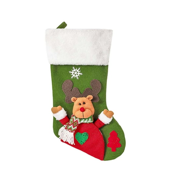 Personalized Christmas Stocking with Name - 18 Inch Custom Embroidered Santa Snowman Reindeer Design, Plush Cuff Mantel Hanging Decor for Gifts, Candy & Holiday Tradition C