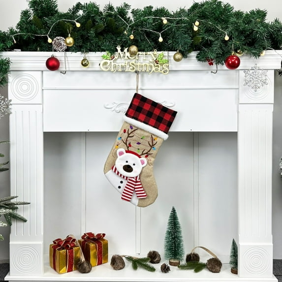 Personalized Christmas Stocking with Name Custom Christmas Stockings Customized Xmas Decor Gifts for Family Kids Christmas Holiday Party Decoration 3D Santa Stocking