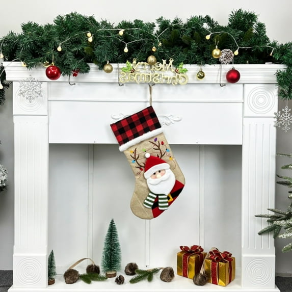 Personalized Christmas Stocking with Name Custom Christmas Stockings Customized Xmas Decor Gifts for Family Kids Christmas Holiday Party Decoration 3D Santa Stocking