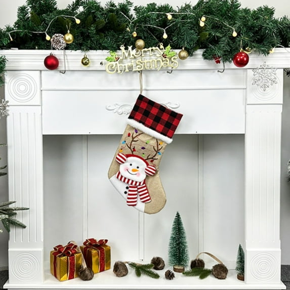 Personalized Christmas Stocking with Name Custom Christmas Stockings Customized Xmas Decor Gifts for Family Kids Christmas Holiday Party Decoration 3D Santa Stocking