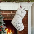 thumbnail image 1 of Personalized Christmas Stocking, Silver White Christmas Embroidered Letters Initial Christmas Stockings with Pine Branch, Silver Sequins Faux Fur Knitted, Mantel Stair Railing Stockings-Y stuffer, 1 of 6
