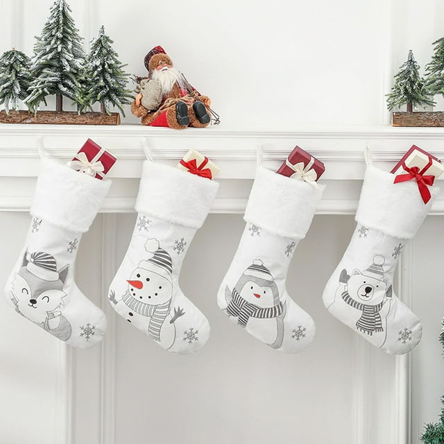 Personalized Christmas Stockings 4 Pack White Christmas Stockings for