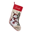 thumbnail image 1 of Personalized Christmas Stockings with Embroidered Name, 16.93 Inch Snowman Jacquard Vintage Xmas Stocking with Soft Velvet for Fireplace Family Holiday Decor, 1 of 6