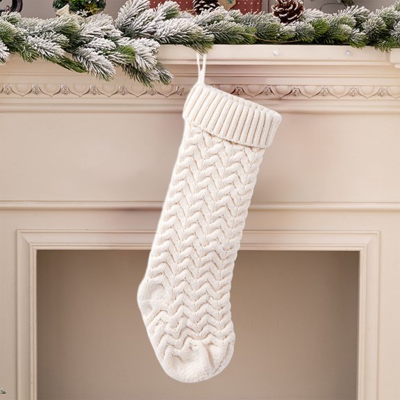 Personalized Christmas Stockings, Family Matching Holiday Socks, Parent and Baby Santa Cable Knitted Stocking Set Gift, Red Green White Gray Knitting Material