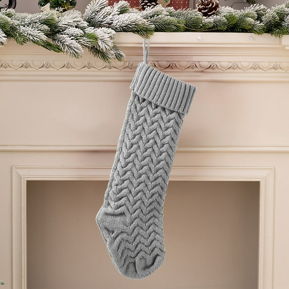 Personalized Christmas Stockings, Family Matching Holiday Socks, Parent and Baby Santa Cable Knitted Stocking Set Gift, Red Green White Gray Knitting Material