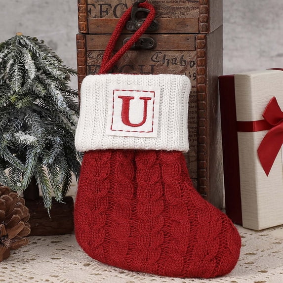 Personalized Christmas Stockings with Initial Letters - Large Knitted Holiday Stockings for Family, Festive Fireplace Decor, Durable Xmas Hanging Decorations for Gifts