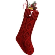 Personalized Christmas Stockings with Initials, 18 Inches Large Embroidered Monogrammed Cable Knit Christmas Stocking for Family, Xmas Holiday Party Gifts & Dec