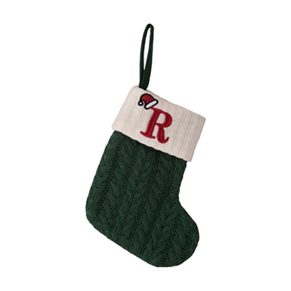 Personalized Christmas Stockings - Small Knit Stocking with Embroidered Initial for Family, Fireplace Hanging Decor, Monogram Xmas Stocking Holiday Decoration