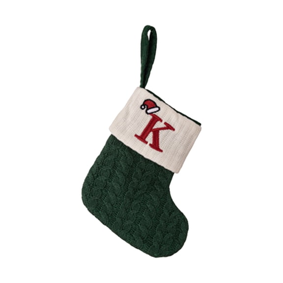 Personalized Christmas Stockings - Small Knit Stocking with Embroidered Initial for Family, Fireplace Hanging Decor, Monogram Xmas Stocking Holiday Decoration
