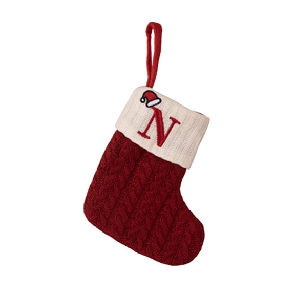 Personalized Christmas Stockings - Small Knit Stocking with Embroidered Initial for Family, Fireplace Hanging Decor, Monogram Xmas Stocking Holiday Decoration