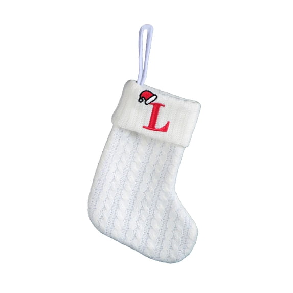 Personalized Christmas Stockings - Small Knit Stocking with Embroidered Initial for Family, Fireplace Hanging Decor, Monogram Xmas Stocking Holiday Decoration