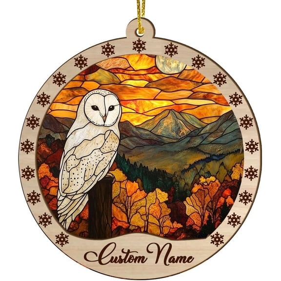 Personalized Christmas Suncatcher Snowy Owl, Snowy Owl Ornament, Snowy Owl Decorations, Snowy Owl 4d72Qi (Snowy Owl 6)