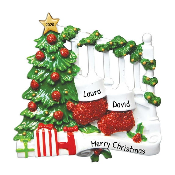 Personalized Christmas Tree Couples Stockings Ornament 2024 Keepsake 1 Count - Ornaments by Elves