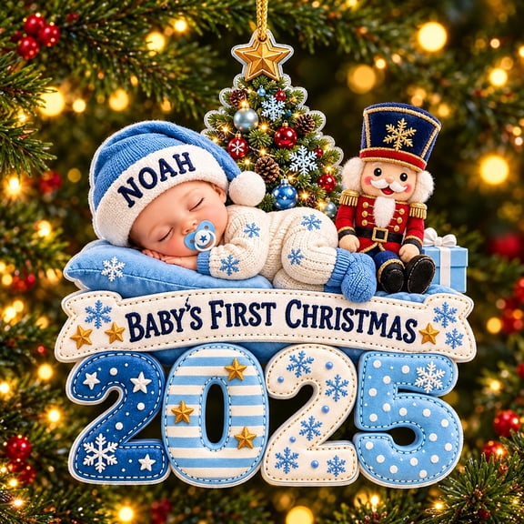 Personalized Christmas Tree Ornament, Baby First Christmas Nutcracker 2025