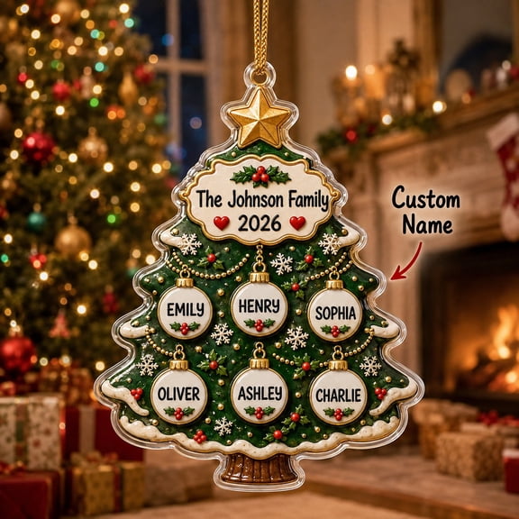 Personalized Christmas Tree Ornament Custom Family Names 2026