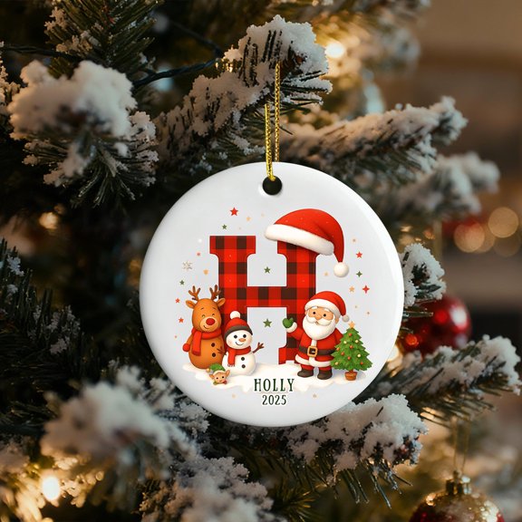Personalized Christmas Tree Ornaments, 26 Letters Diy Christmas Decorations for Tree, Custom Family Name Ornaments for Holiday Mantel Display and Front Door Welcome, Christmas Party Favor Akmoler