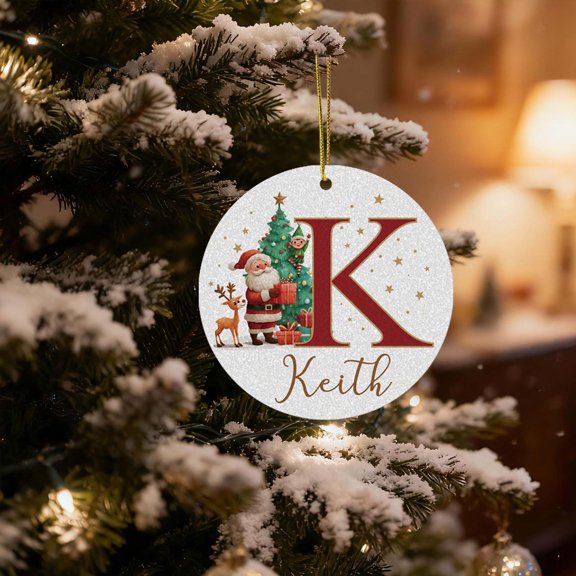 Personalized Christmas Tree Ornaments, 26 Letters Diy Christmas Decorations for Tree, Custom Family Name Ornaments for Holiday Mantel Display and Front Door Welcome, Christmas Party Favor Akmoler