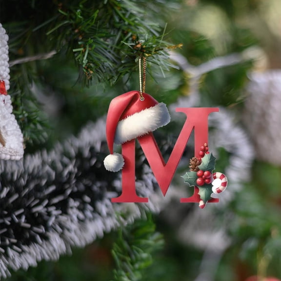 Personalized Christmas Tree Ornaments with 26 Letters, Diy Xmas Tree Decorations and Pendants for Holiday Decor, Customizable Family Name Ornaments for Christmas Tree, Mantel Display and Akmoler
