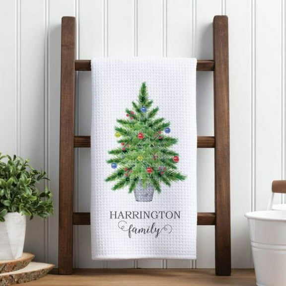 Personalized Christmas Tree Waffle Style Tea Towel