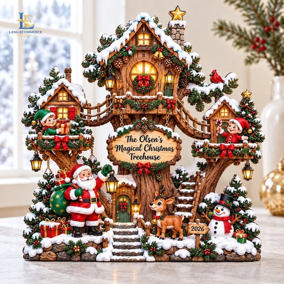 Blocking Service Personalized Christmas Village Scene 3Layer Wooden Block Tabletop Decor ...