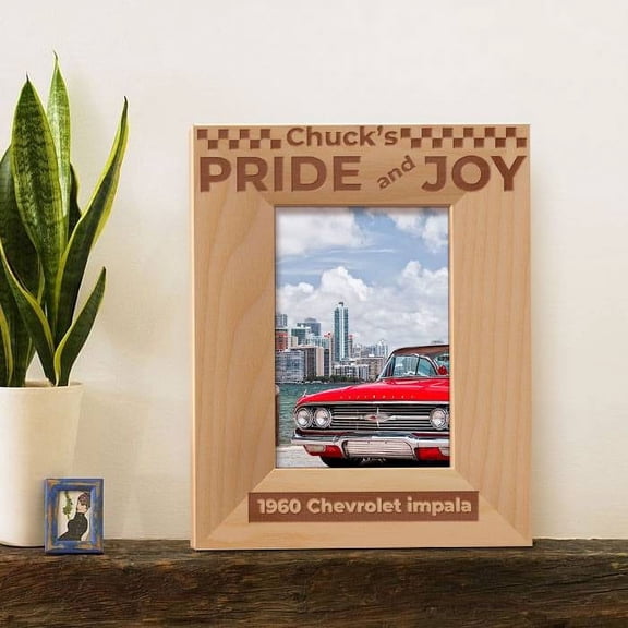 Personalized Chuck's Pride and Joy Wooden Picture Frame 3 1/2" x 5" Brown (Vertical)