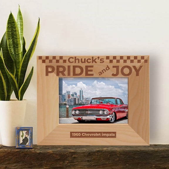 Personalized Chuck's Pride and Joy Wooden Picture Frame-5" x 3 1/2" (Horizontal)-Brown (Horizontal)