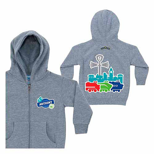 Personalized Chuggington Colored Silhouette Boys' Grey Zip-Up Hoodie - image 1 of 1