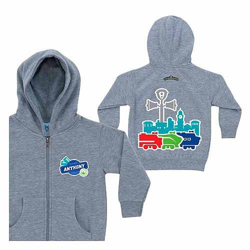 Personalized Chuggington Colored Silhouette Boys' Grey Zip-Up Hoodie