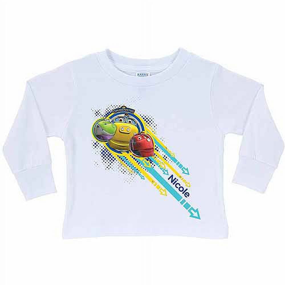 Personalized Chuggington Graphic Arrows Toddler White Long Sleeve Tee