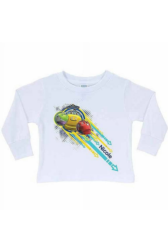 Personalized Chuggington Graphic Arrows Toddler White Long Sleeve Tee
